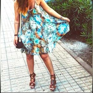 Zara Women’s Turquoise Tie-Dye Mini Dress Size Small